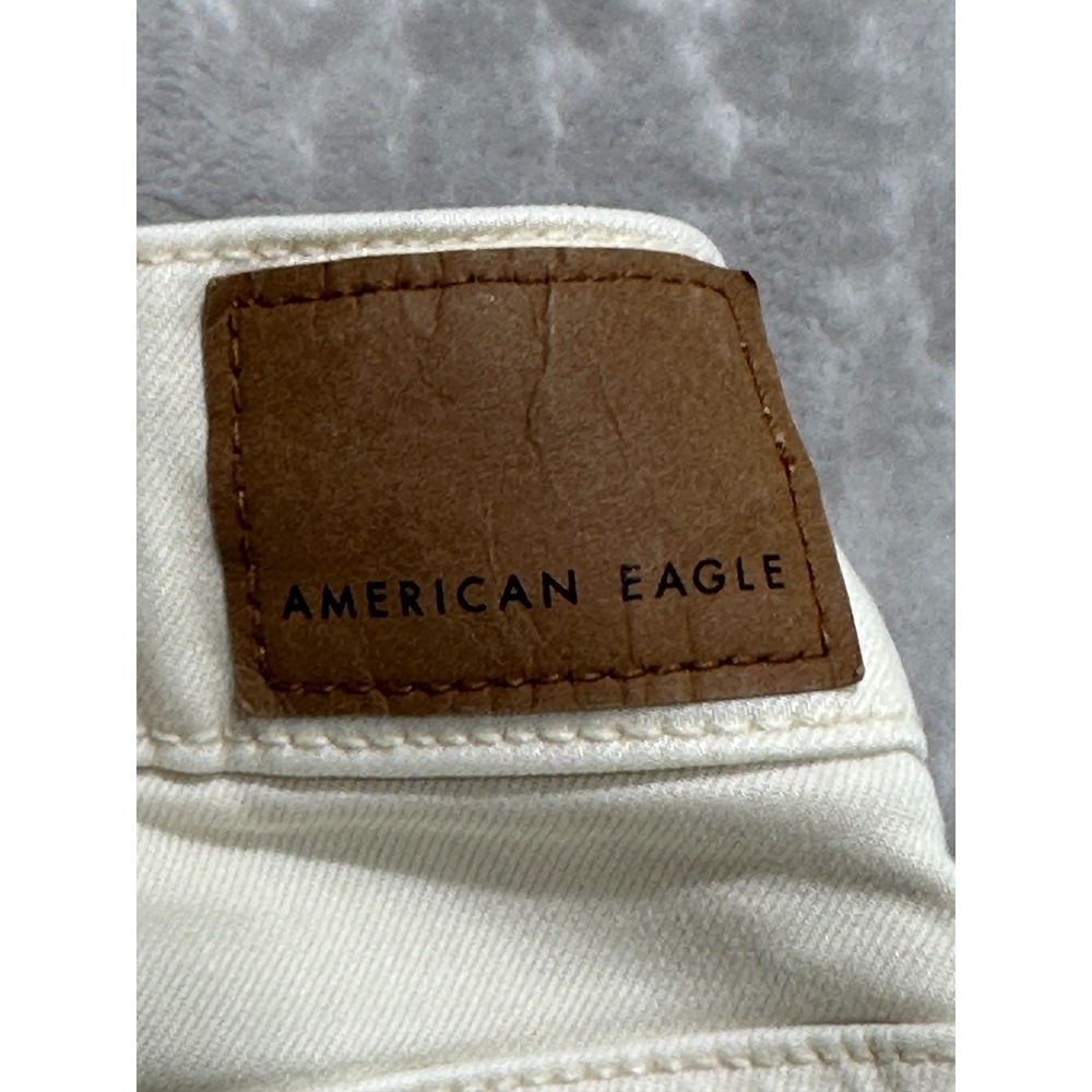 American Eagle Festival Flare Pants Women Size 6‎ Cream Embroidered Denim EUC - Picture 9 of 11